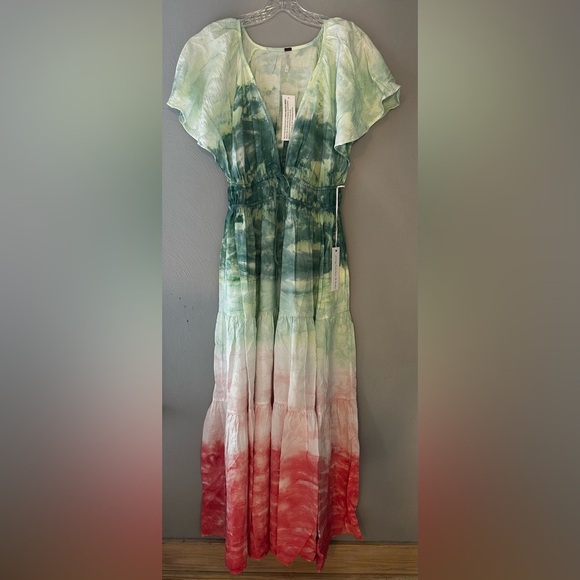 Young Fabulous & Broke Mara Ombré Tie-Dye Maxi Dress with Pockets Size Medium - Picture 3 of 5